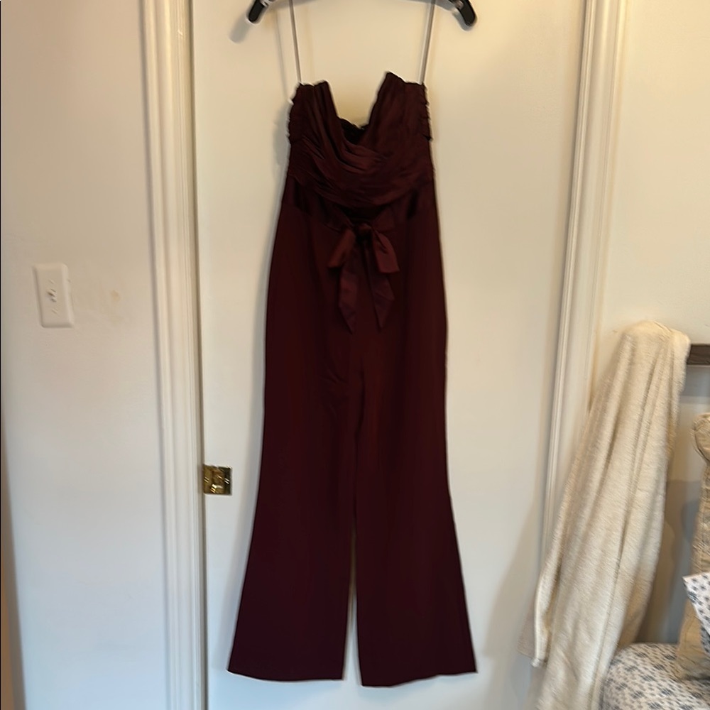 Cinq a Sept burgundy Strapless Jumpsuit size 4